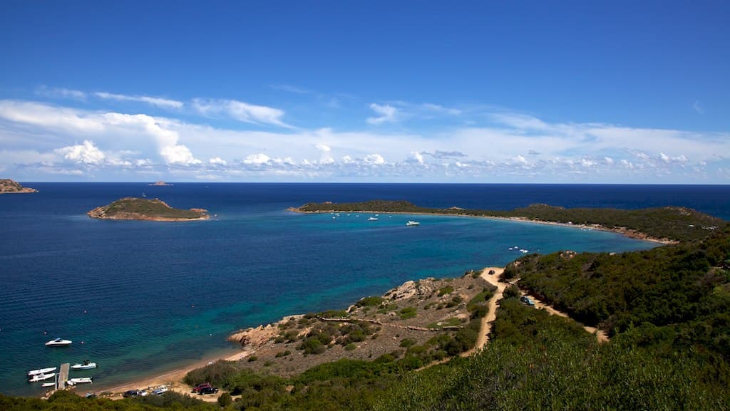 The bay and islands east of Olbia.